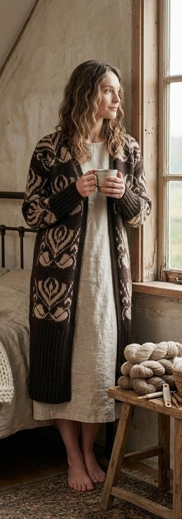 Inti Knitwear tulpen Cardigan van baby alpaca wol, maat S, Kleding | Dames, Bruin, INTI Knitwear, Ophalen of Verzenden, Zo goed als nieuw