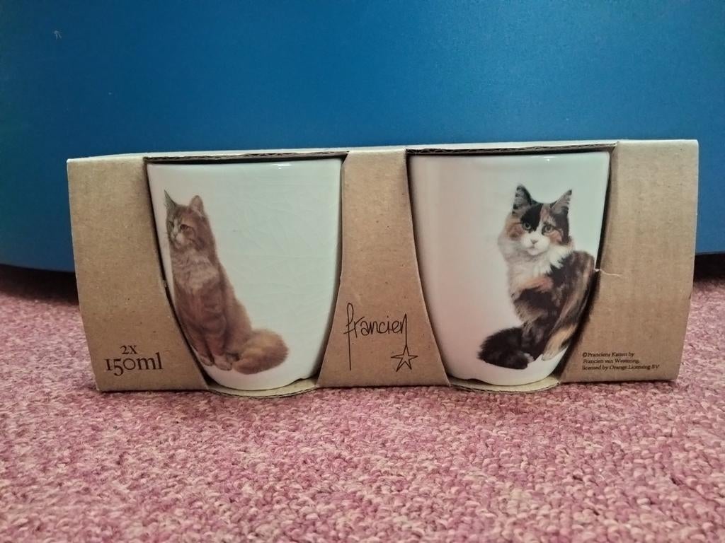 Francien koffiebekers 2 stuks NIEUW, Ophalen of Verzenden, Nieuw