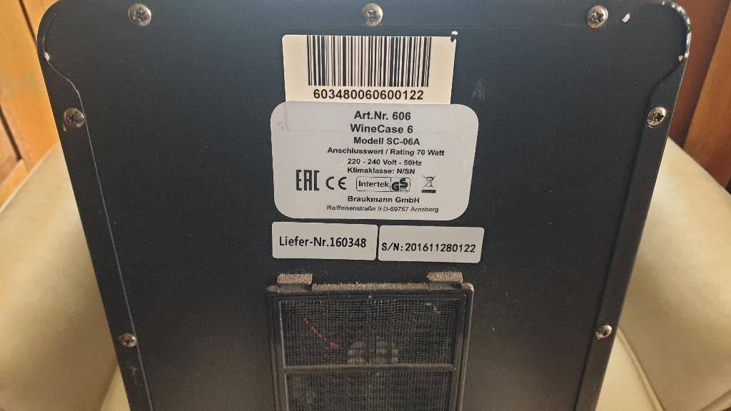 wijnkoeler, Ophalen, Zonder vriesvak, Nieuw, Minder dan 75 liter