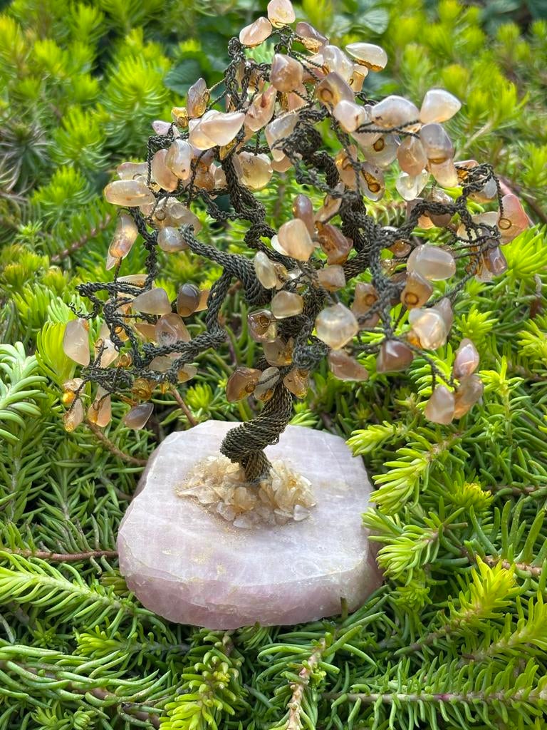 Boompje van Rozenkwarts Edelsteen- 393 gram, Ophalen of Verzenden, Zo goed als nieuw