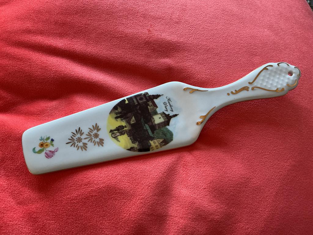 Vintage porseleinen taartschep Karlovy Vary, Gebruikt, Overige typen, Ophalen of Verzenden, Overige stijlen