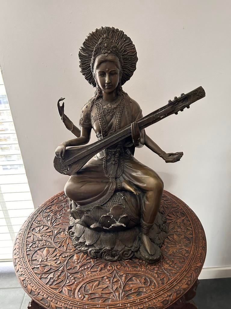 Bronzen beeld van Parvati, Hindoeïstische godin, Ophalen, 20 - 50 cm, Beeld, Bruin