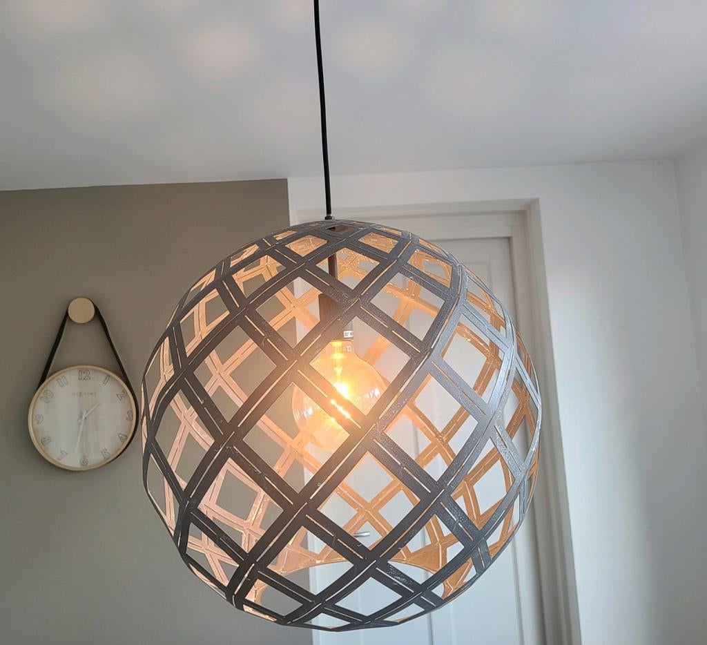 lampenkamp Freelight Emma betonlook, bol 50 cm, Ophalen of Verzenden, Nieuw, Metaal, Minder dan 50 cm