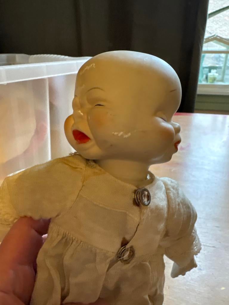 Vintage Porseleinen Babypop - Kewpie Stijl, Verzamelen, Poppen, Ophalen, Gebruikt, Babypop