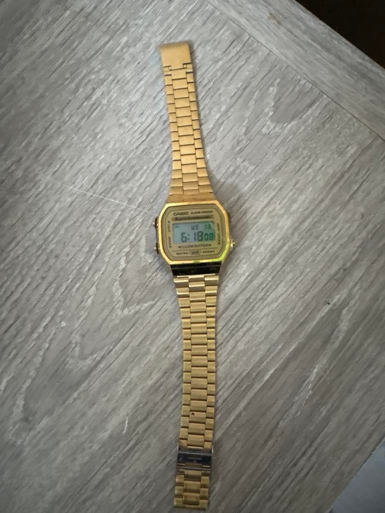 Gouden Casio horloge, Sieraden, Tassen en Uiterlijk, Horloges | Heren, Gebruikt, Polshorloge, Ophalen of Verzenden, Overige materialen