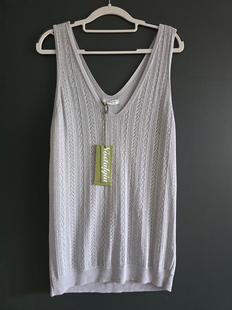 Nieuw nostalgia top glitter 40 42 44 grijs, Kleding | Dames, Maat 42/44 (L), Nieuw, Ophalen of Verzenden, Zonder mouw