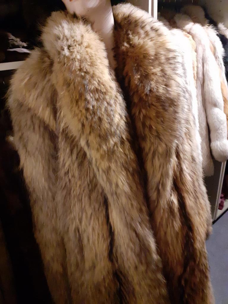 Lange echte vintage bruine bontjas bont jas bontmantel L, Ophalen of Verzenden, Gedragen, Maat 38/40 (M), Bruin