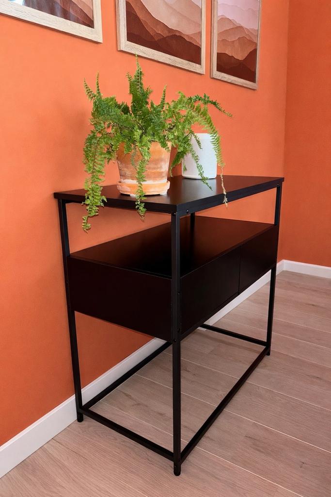 Zwart sidetable wandkastje modern, Huis en Inrichting, Ophalen, Gebruikt