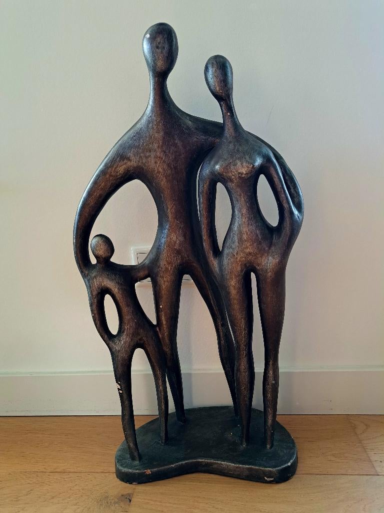 Abstracte sculptuur - gezin, omarming, liefde en eenheid, Handgemaakt, Ophalen of Verzenden, 20 - 50 cm, Beeld