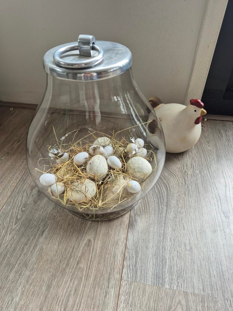 Riviera Maison Glazen Stolp met Metalen Deksel, Huis en Inrichting, Woonaccessoires | Stolpen, Zo goed als nieuw, Ophalen