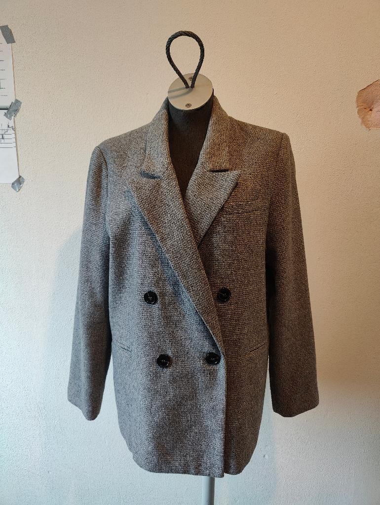 Lange Double Breasted Blazer - maat L - Promod, Maat 38/40 (M), Grijs, Gedragen, Promod