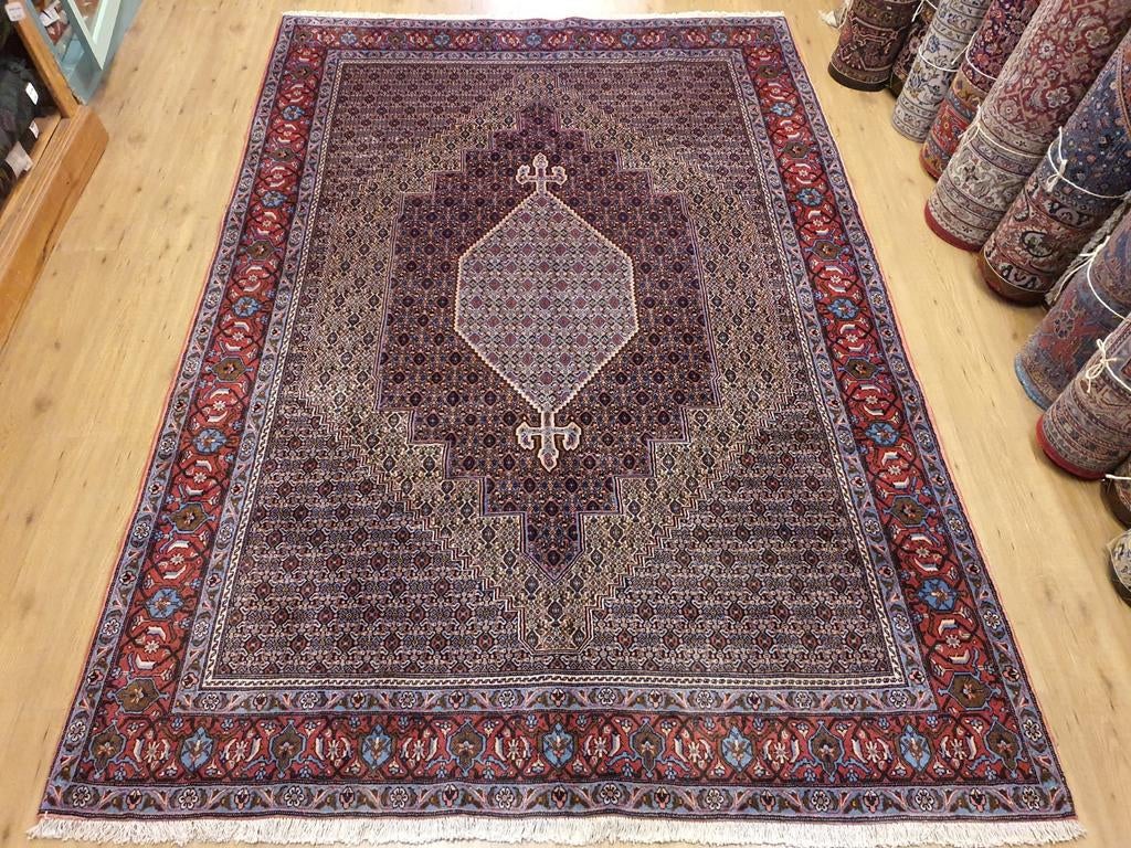 Vintage handgeknoopt perzisch tapijt senneh 302x196, Info@SlatsAntiek.nl, Tweedehands, Perzisch, 150 tot 200 cm