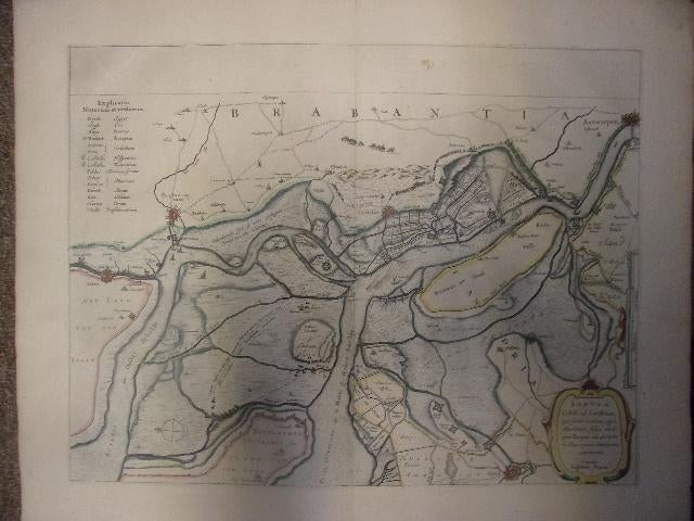 Kaart Blaeu Brabant Bergen op Zoom Tholen Antwerpen ca. 1640, Handgekleurd, Cartografie, Gravure, 1600 - 1699