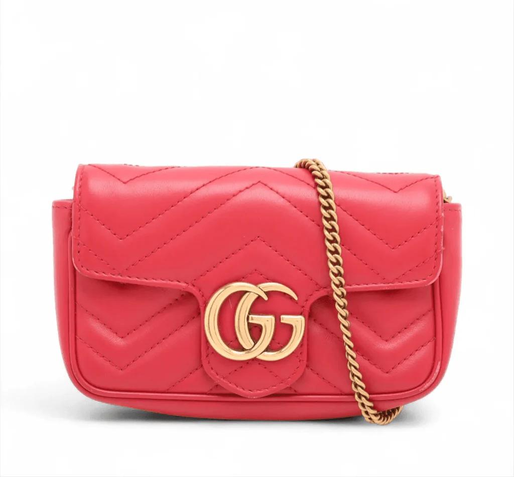 Gucci Marmont Matelasse Super Mini Rood, Verzenden, Zo goed als nieuw, Rood, Schoudertasje