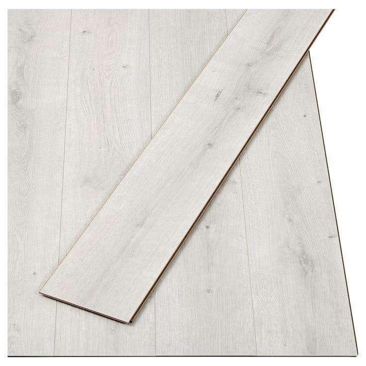 Golv laminaat eik/wit ~60m3, gratis ondervloer & folie, Wit, Zo goed als nieuw, 50 tot 75 m², Laminaat