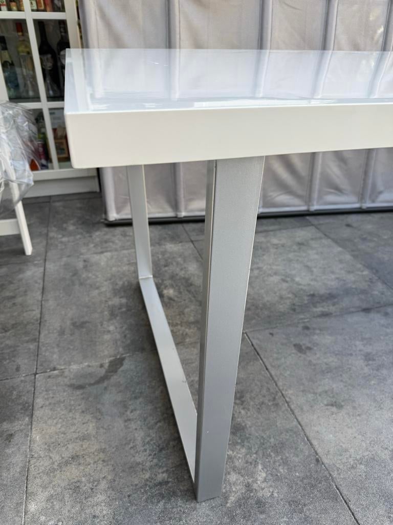 Eettafel wit hoogglans, Huis en Inrichting, Tafels | Eettafels, Gebruikt, Vijf personen of meer, Rechthoekig, 50 tot 100 cm