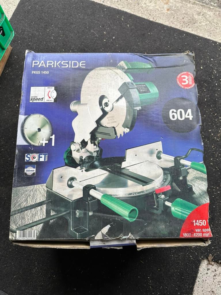 Parkside afkortzaag PKGS 1450, Ophalen, Zo goed als nieuw, Afkortzaag, 30 tot 70 mm
