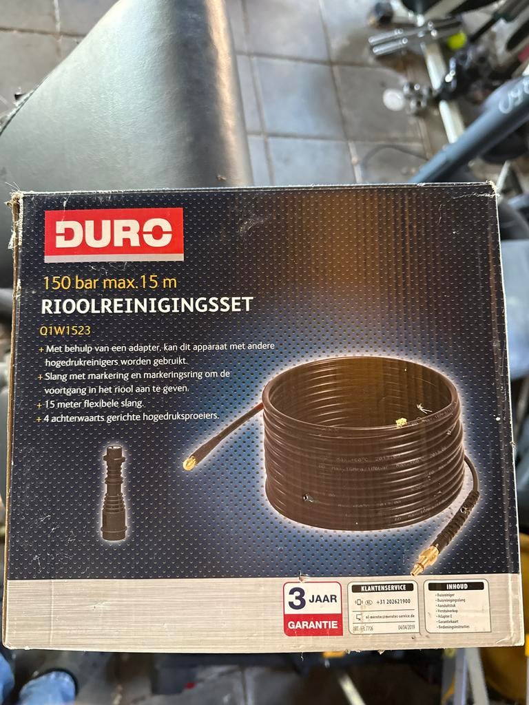 Duro Rioolreinigingsset 150 bar max. 15m, Ophalen of Verzenden, Nieuw, Overige typen
