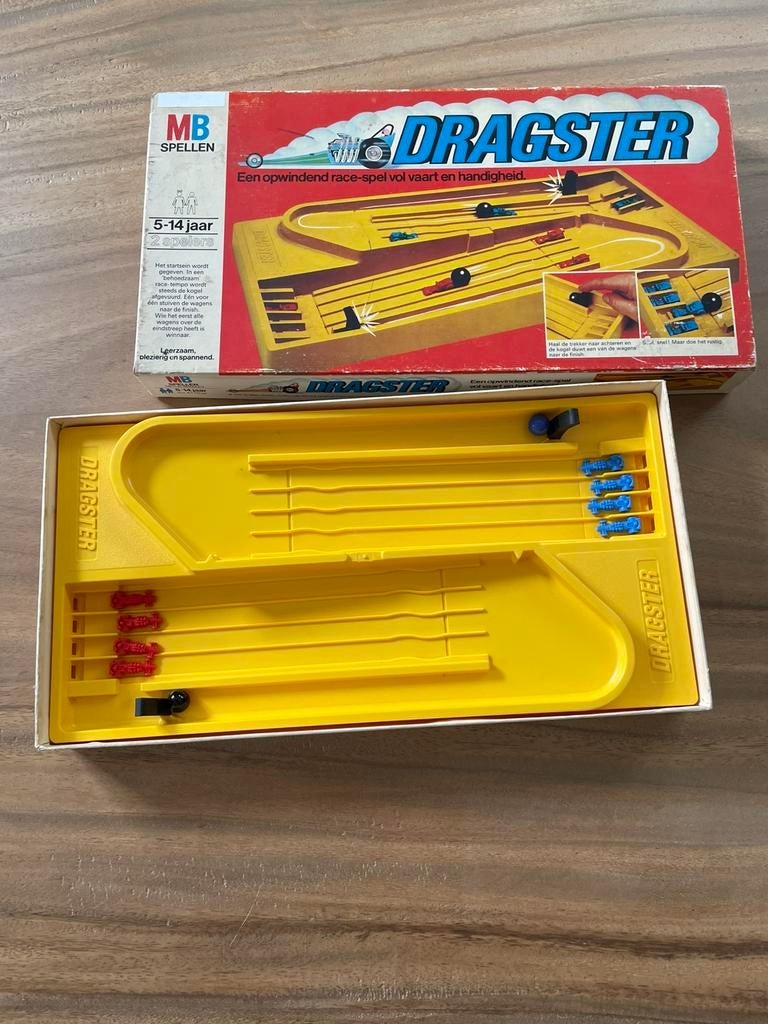 Vintage Dragster met race auto’s uit de jaren 80, Ophalen of Verzenden, Zo goed als nieuw