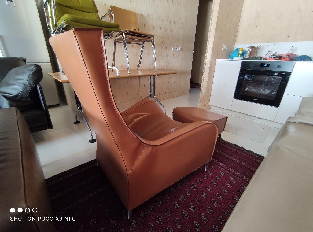 Desede design fauteuil met hocker, Huis en Inrichting, Fauteuils, Ophalen, 75 tot 100 cm, Desede, Desede