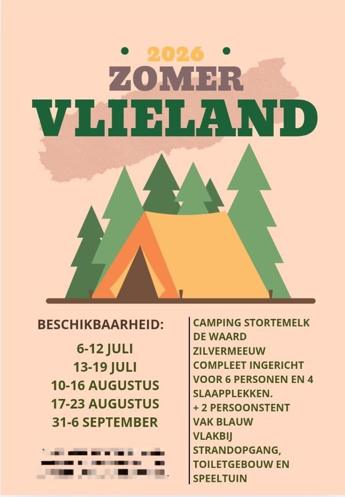 Tent op Vlieland camping Stortemelk, Ophalen, Gebruikt, Tot en met 6