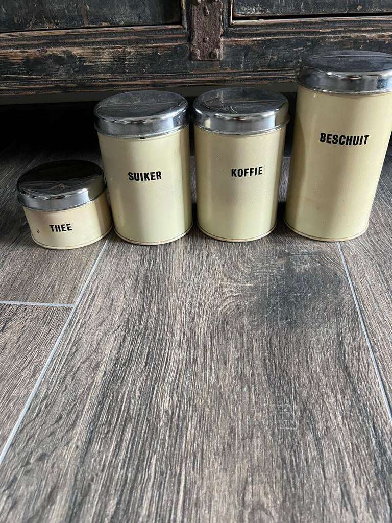 Vintage Brabantia voorraadbussen set - Thee, Suiker, Koffie,, Ophalen of Verzenden, Gebruikt