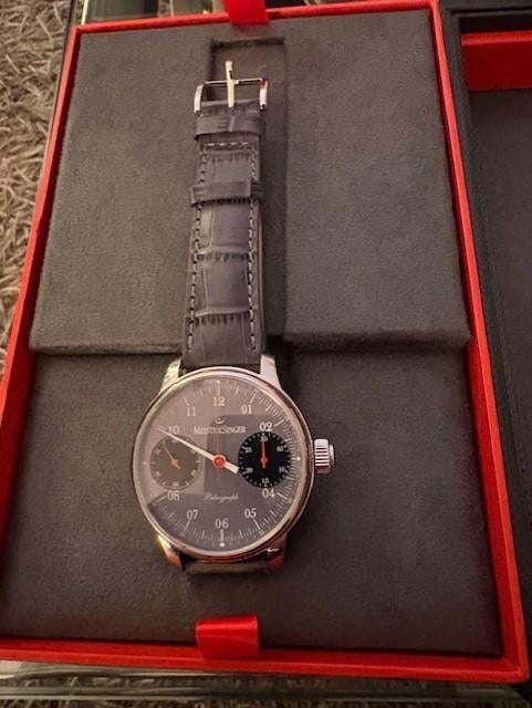 MeisterSinger Paleograph Full Set Grijs Monopusher (nieuw), Sieraden, Tassen en Uiterlijk, Horloges | Heren, Nieuw, Polshorloge
