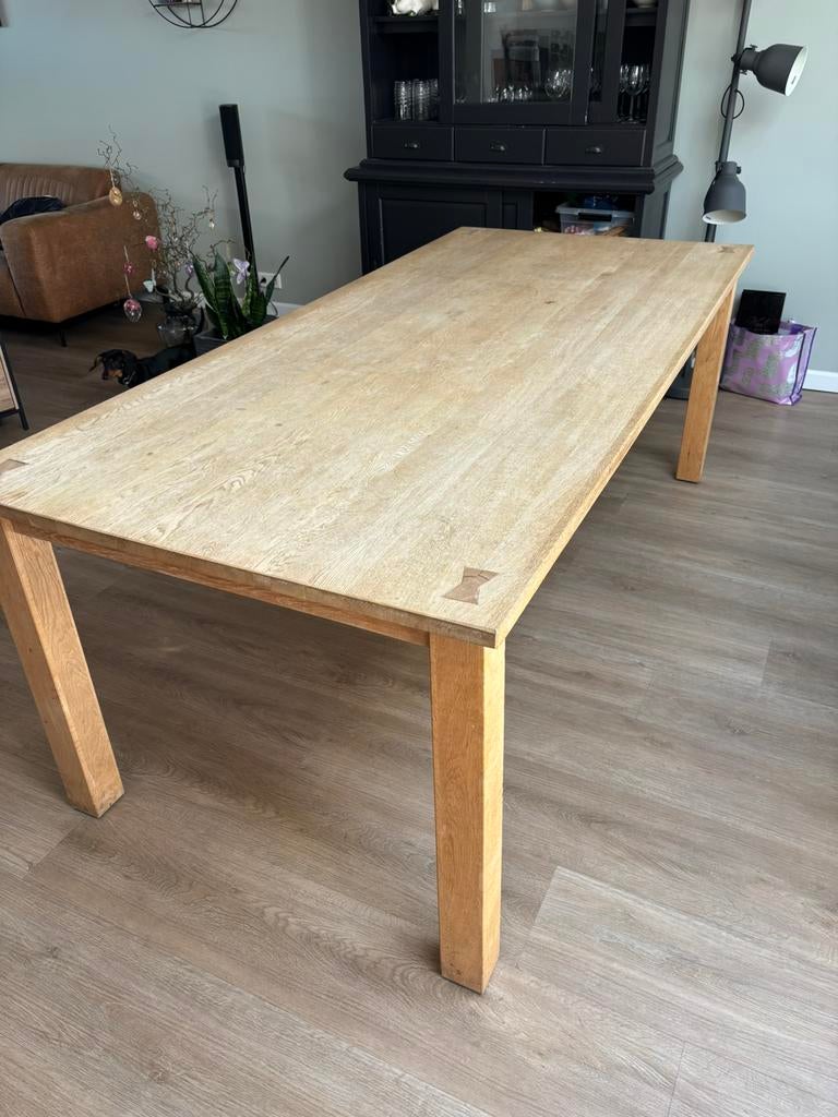 Eiken eettafel, Ophalen, Gebruikt, Eikenhout, 200 cm of meer