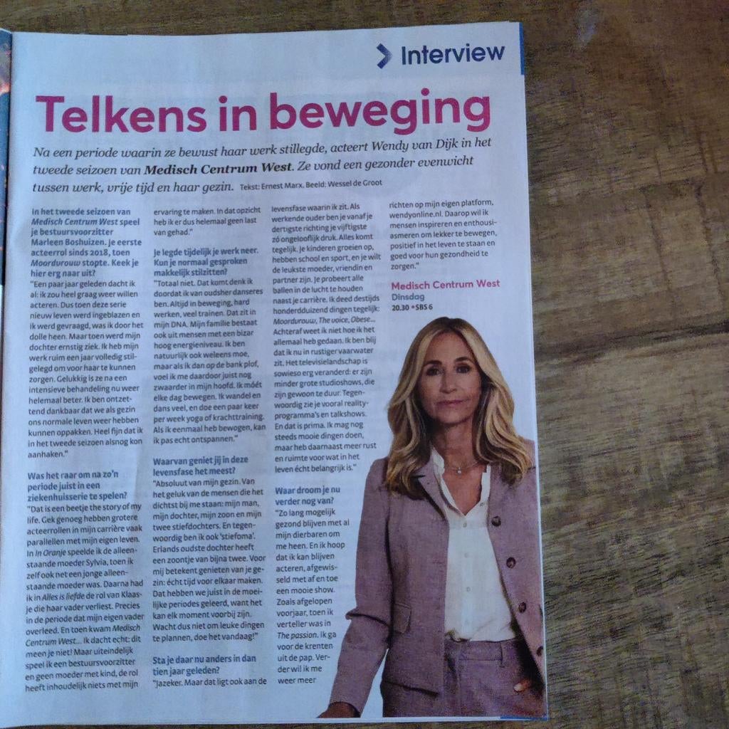 Wendy van Dijk Artikel Knipsel, Ophalen of Verzenden, 1980 tot heden, Nederland, Knipsel(s)
