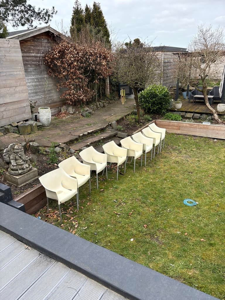 8 Phillip Starck tuinstoelen, Ophalen of Verzenden, Gebruikt, Kunststof, Stapelbaar