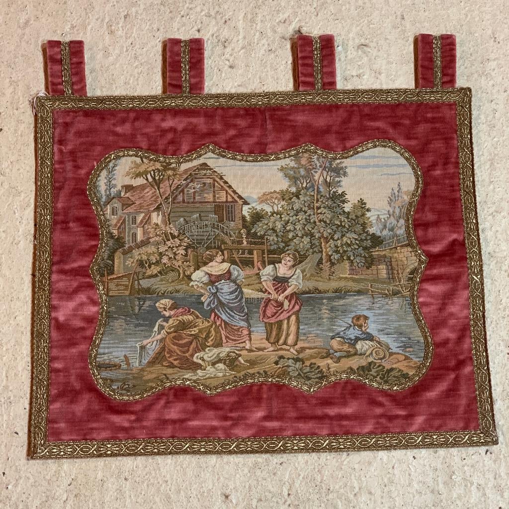 Wandkleed gobelin middeleeuws wassende vrouwen 54/45 cm