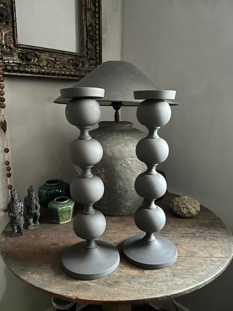 Set van 2 stoer en sobere kandelaars, Overige materialen, 25 tot 50 cm, Ophalen of Verzenden, Zo goed als nieuw