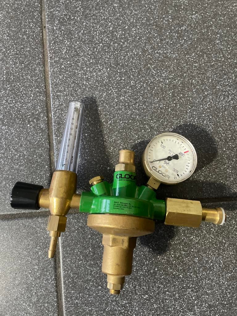 Nieuwe GLOOR Stikstof Gasdrukregelaar met Flowmeter, Ophalen of Verzenden, Nieuw, Overige typen