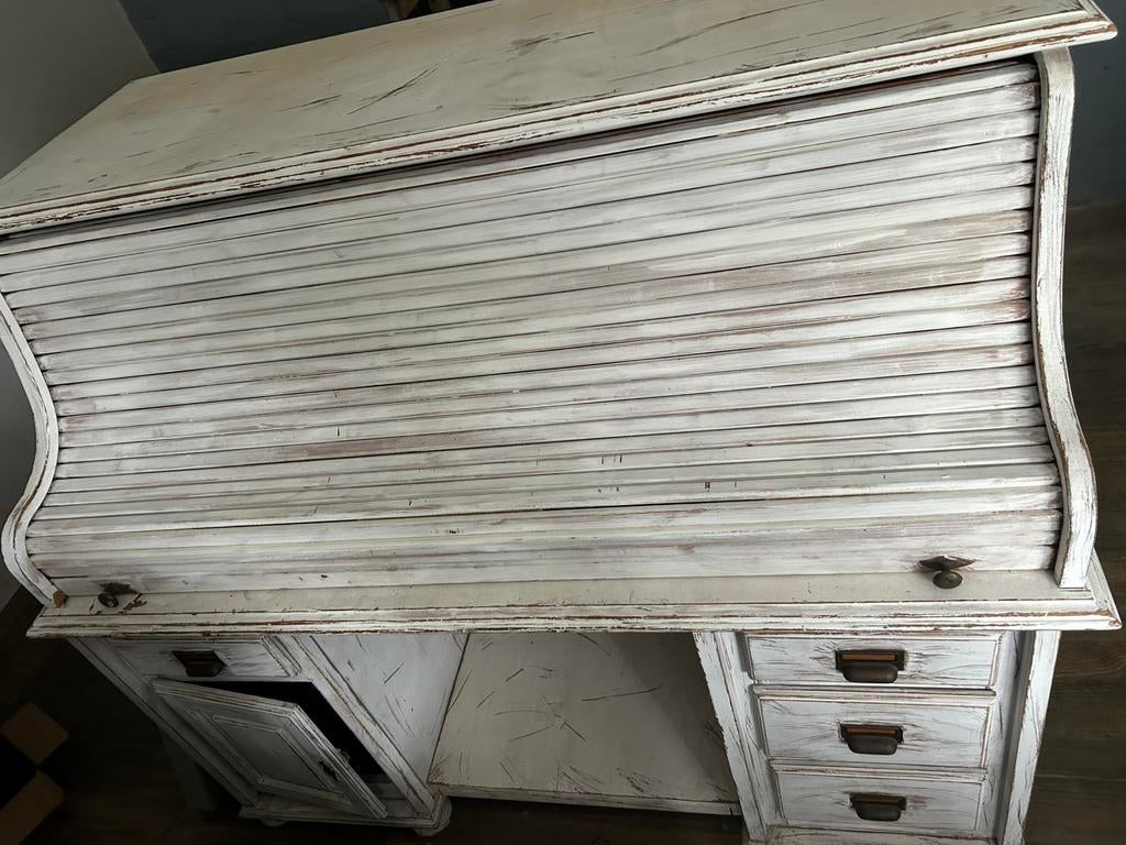 Antiek witte houten bureau kast, Huis en Inrichting, Kasten | Secretaires, Ophalen, Gebruikt, Antiek