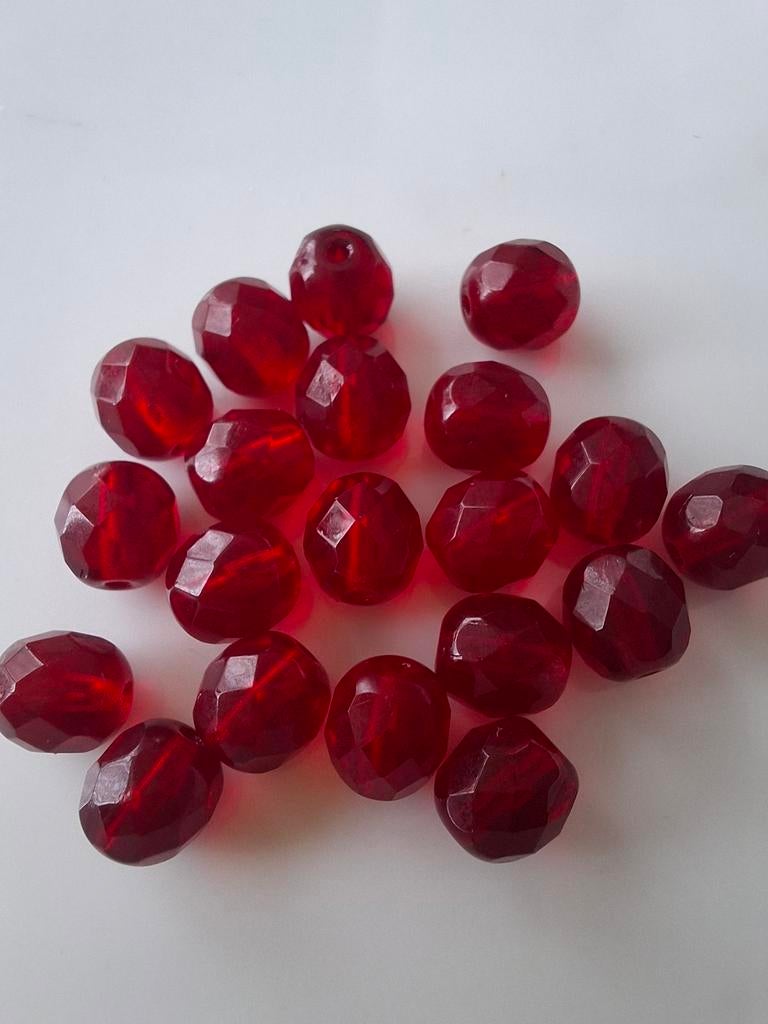 20 stuks facet glaskralen rood kralen 7/8 mm, Kraal, -, -, Nieuw