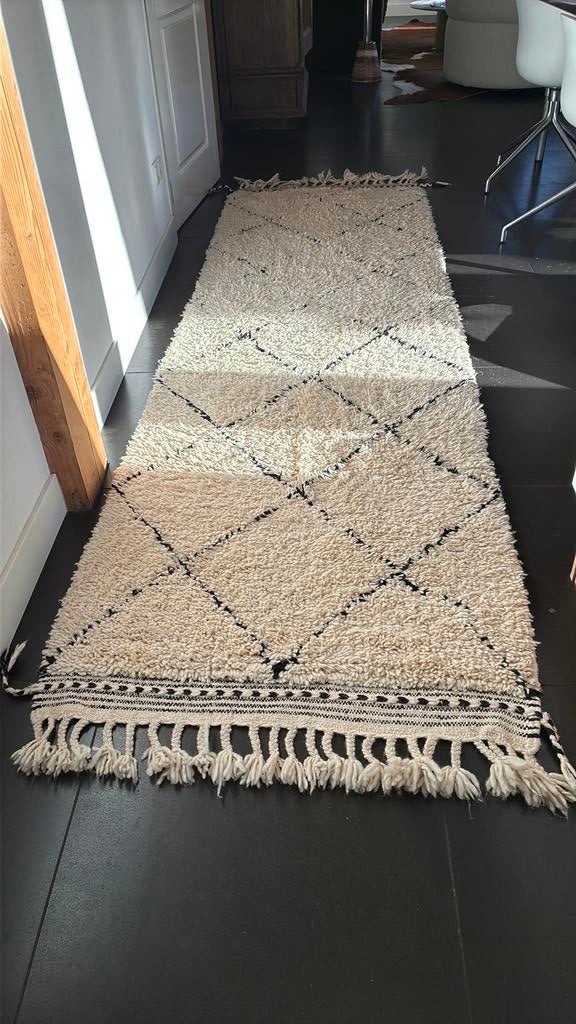 Marokaans berbervloerkleed 100% wol., Ophalen, Gebruikt, Beige, 200 cm of meer