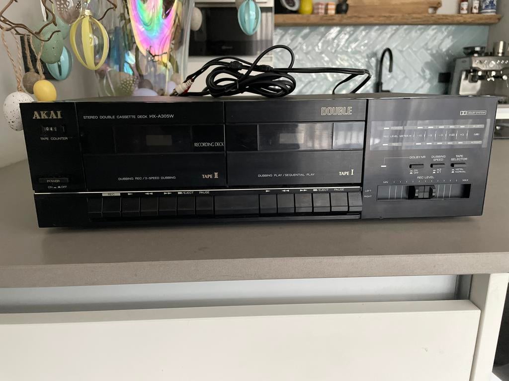 Akai HX-A305W Stereo Dubbel Cassettedeck, Ophalen of Verzenden, Dubbel, Akai, High speed dubbing