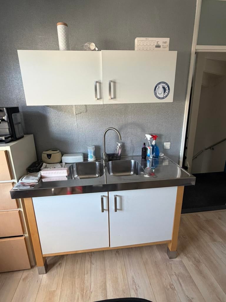 Ikea keukenblok B145xD65xH90, incl bovenkastjes, Ophalen, Wit, Enkelwandige keuken