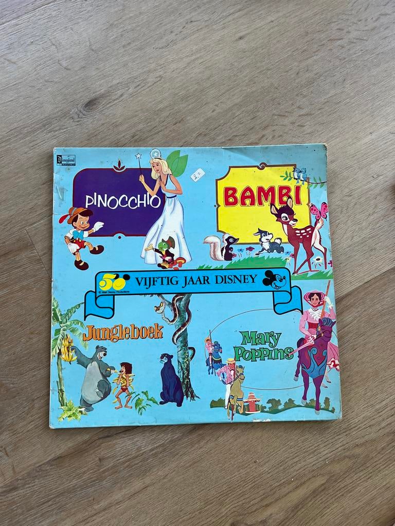 Disney LP: 50 Jaar Disney met Pinocchio, Bambi, Jungleboek, Cd's en Dvd's, Vinyl | Kinderen en Jeugd, Ophalen of Verzenden, Gebruikt