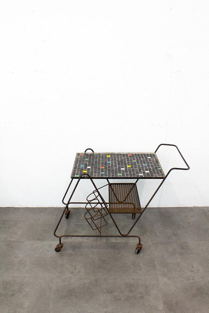 Jaren 50 vintage barcart mozaïek blad, Ophalen, Gebruikt, X, X