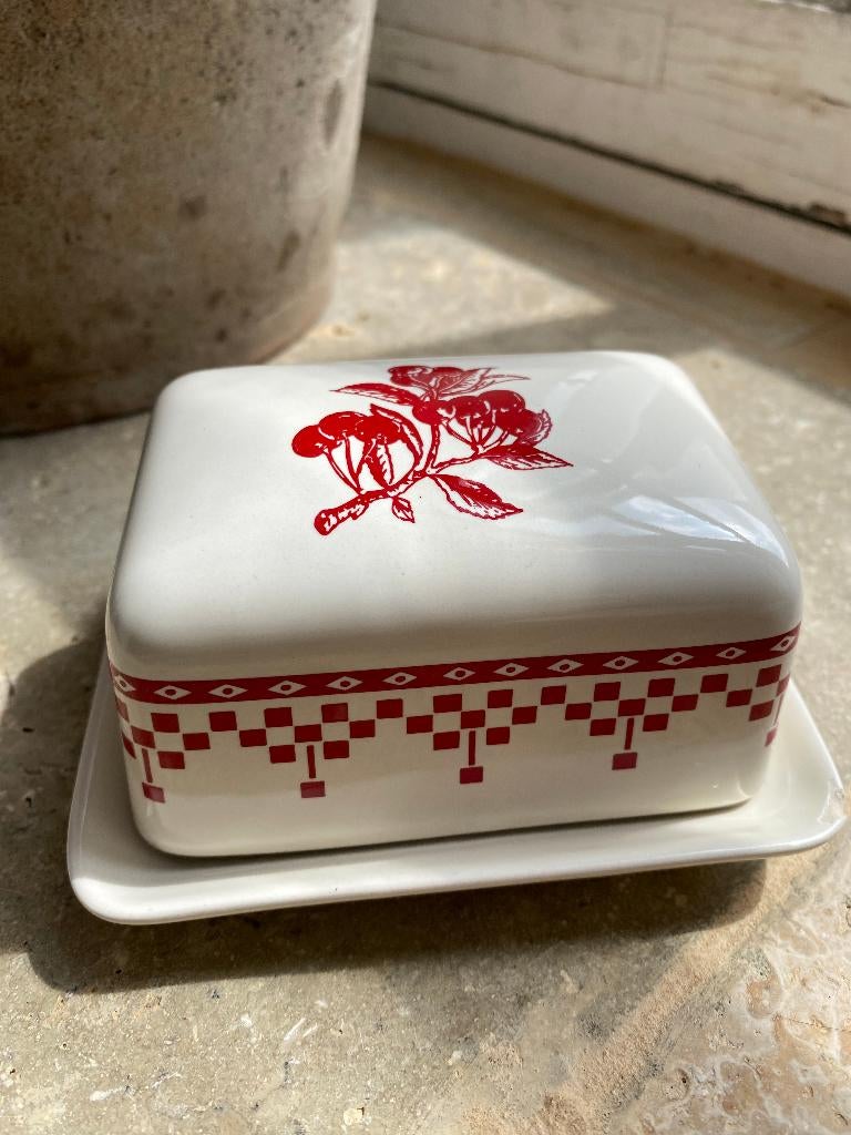 Brocante Frans botervlootje rood comptoir pain d'epices, Ophalen of Verzenden