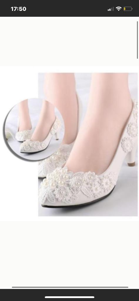 Trouwschoenen, Kleding | Dames, Schoenen, Zo goed als nieuw, Schoenen met lage hakken, Wit, Ophalen of Verzenden