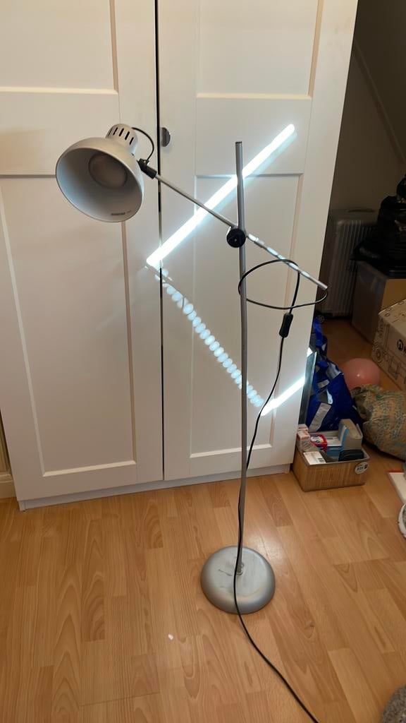 Retro lees/staande lamp verstelbaar, Ophalen, Gebruikt, Metaal, 100 tot 150 cm