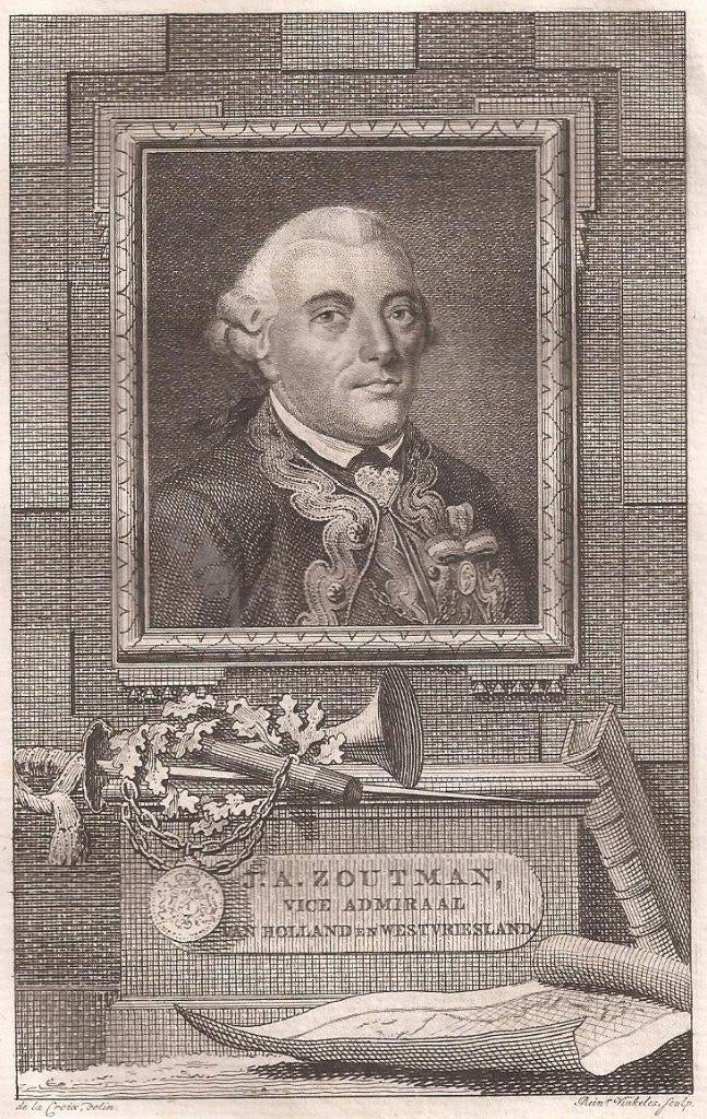 Portret J.A. Zoutman, Vice Admiraal Holland en Westfriesland, Antiek en Kunst, Kunst | Etsen en Gravures, Ophalen of Verzenden