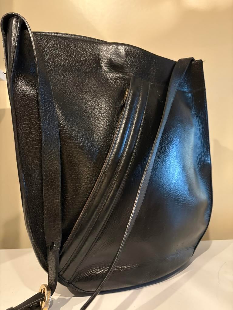 DELVAUX vintage schouder-en crossover tas, Sieraden, Tassen en Uiterlijk, Ophalen of Verzenden, Zo goed als nieuw, Zwart, Leer