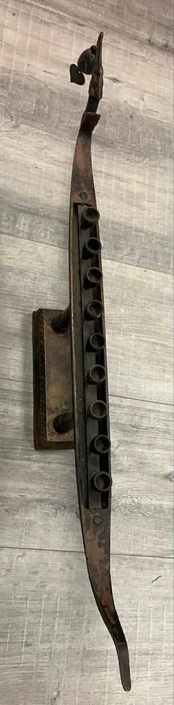 Grote drakenboot kandelaar van massief messing, Ophalen of Verzenden, Gebruikt, Metaal, 75 cm of meer