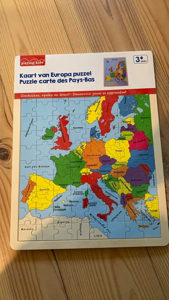Europa Puzzel - Playing Kids, 2 tot 4 jaar, Nieuw, Van hout, Meer dan 50 stukjes