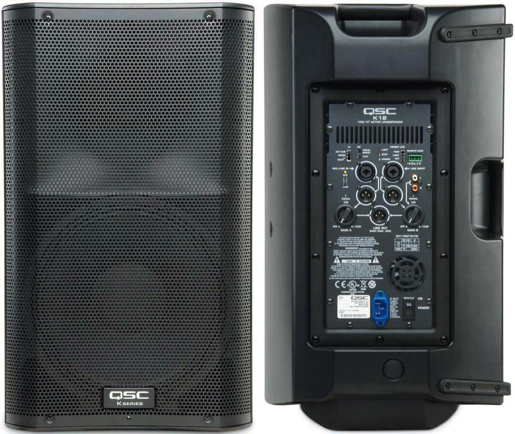 Set 2 QSC K12 K 12 actieve speakers, Gebruikt, 120 watt of meer, Front, Rear of Stereo speakers, Ophalen