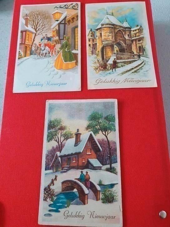 3 oude kaarten Nieuwjaar, Ophalen of Verzenden, Gelopen, Feest(dag)