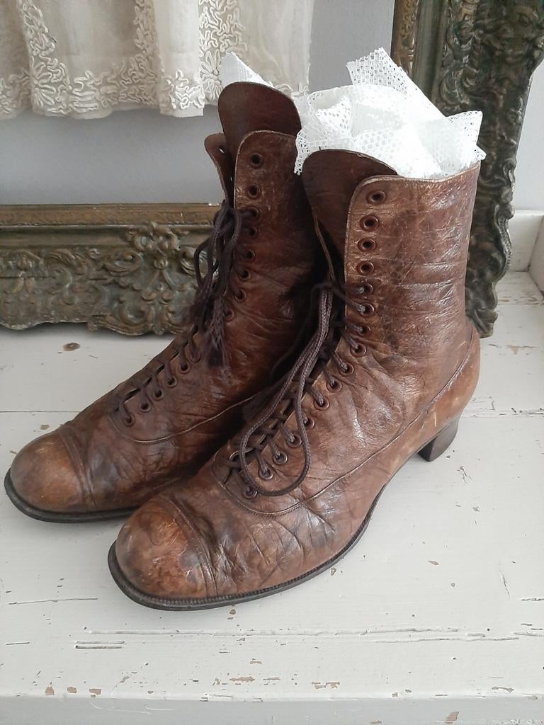 Oude brocante rijglaarsjes, Antiek en Kunst, Ophalen of Verzenden